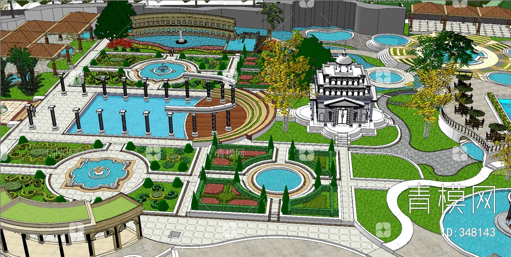 温泉区整体模型温泉SPA度假区