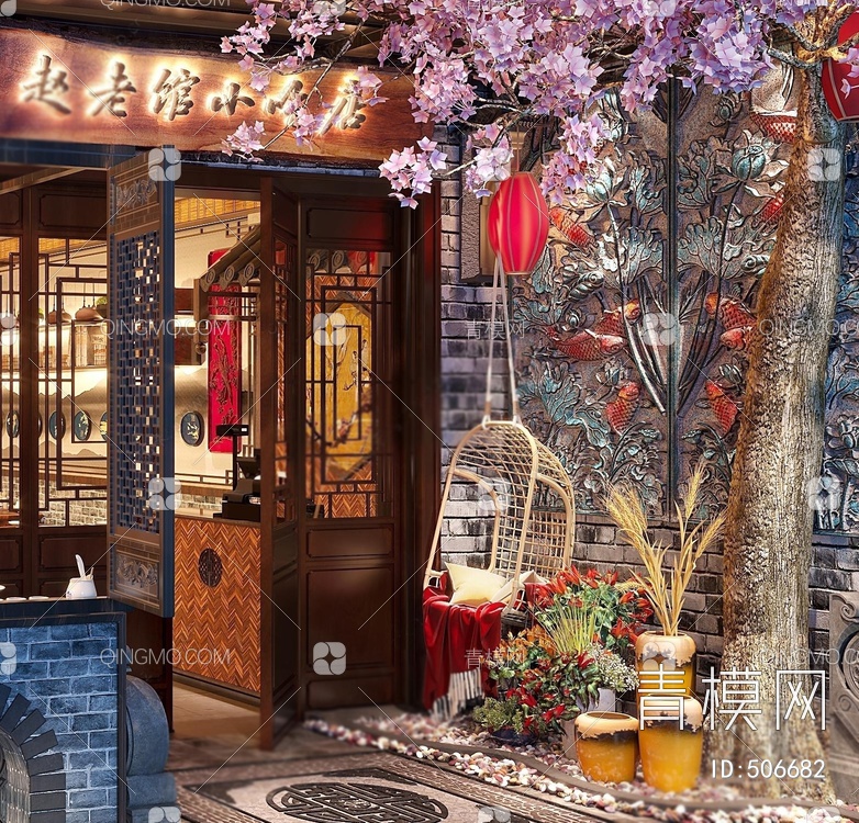 小吃店外观门头