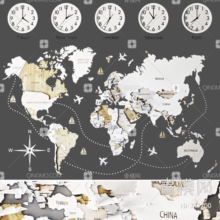 世界地图墙饰 