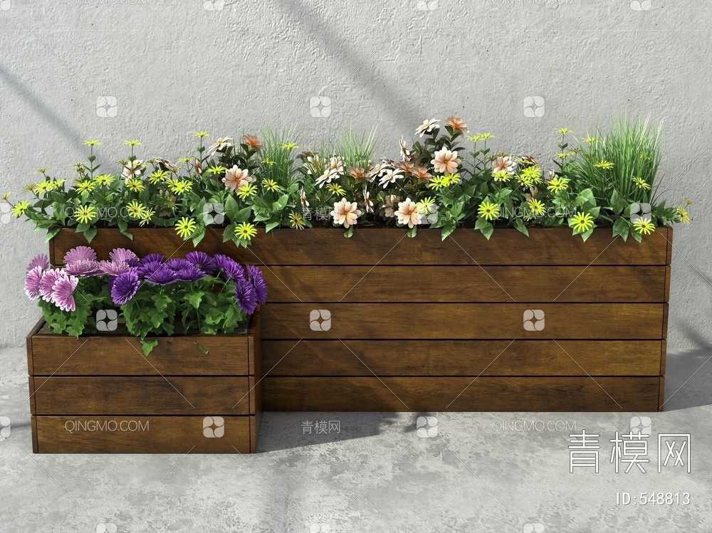 花坛 花箱 鲜花绿植 木箱