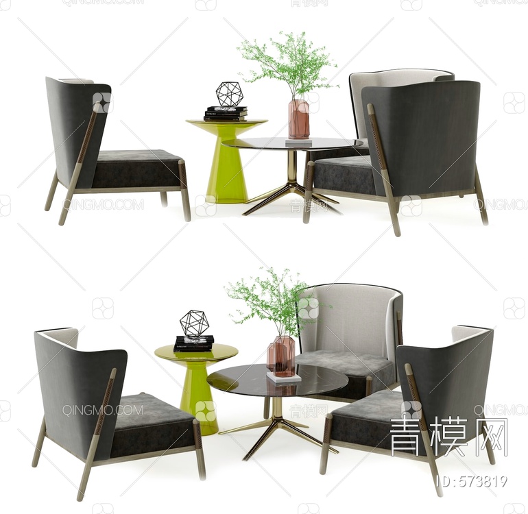 沙发茶几组合 单人沙发 休闲沙发 休闲桌椅 饰品 摆件