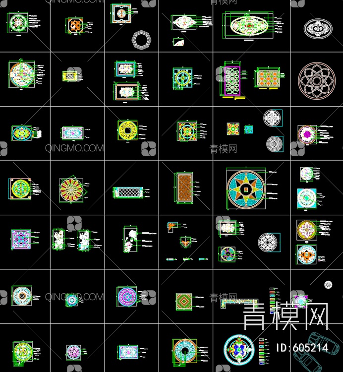 拼花及魔方石、花线的CAD图