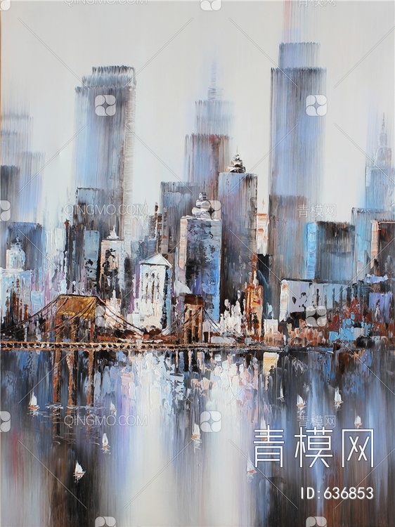 都市 城市 油画