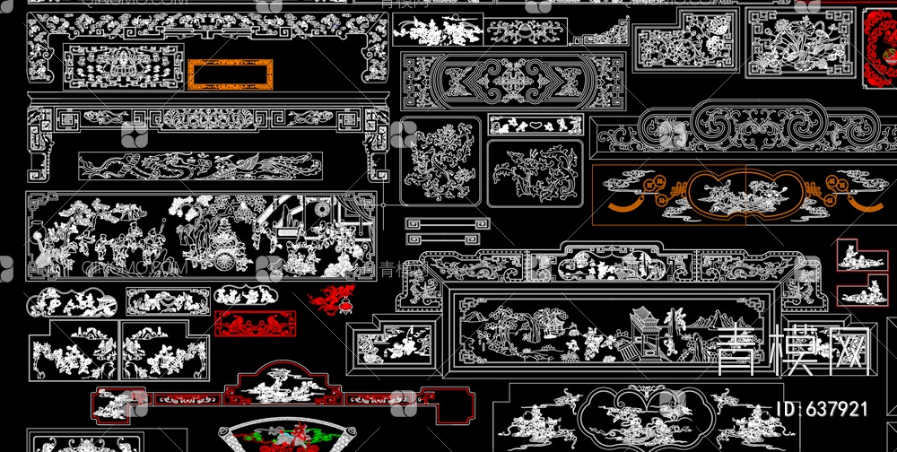 雕花素材CAD图库