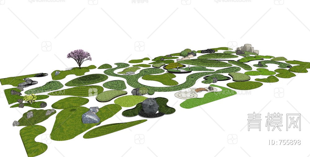 微地形 庭院景观地形 绿化小岛