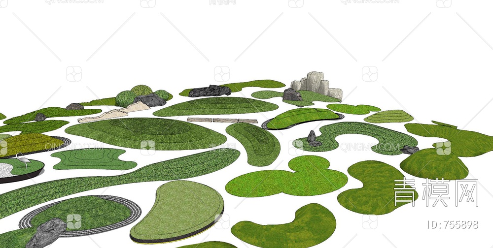 微地形 庭院景观地形 绿化小岛