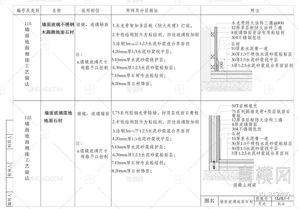 各类型墙地面相接处施工工艺CAD节点大样