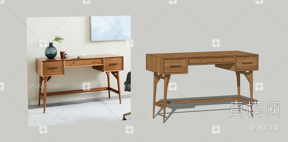 书桌  原木书桌 木桌 抽屉桌子