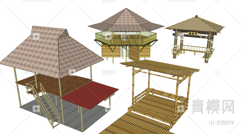 竹木结构观景亭