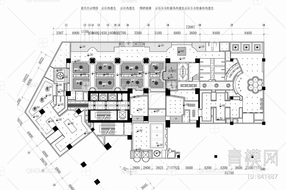 千巡水会休闲会所CAD施工图  洗浴中心  温泉 自助餐厅