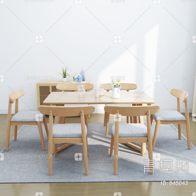 实木餐桌椅 橡木餐桌 餐具