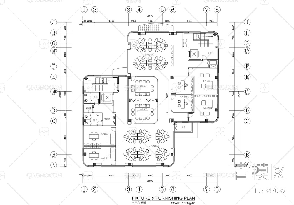 2200㎡（4层）商务办公写字楼室内施工图  办公室 食堂 会议室 水吧