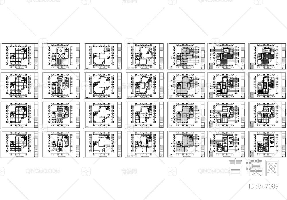 2200㎡（4层）商务办公写字楼室内施工图  办公室 食堂 会议室 水吧