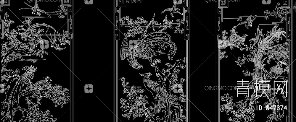 花鸟顶箱柜雕花