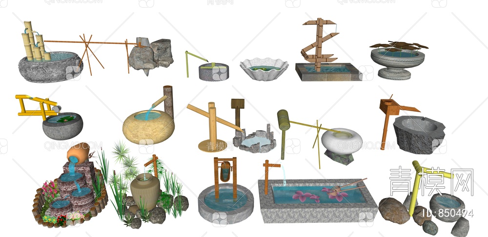 水景、竹节流水、鱼缸、跌水、景观水景、景观小品