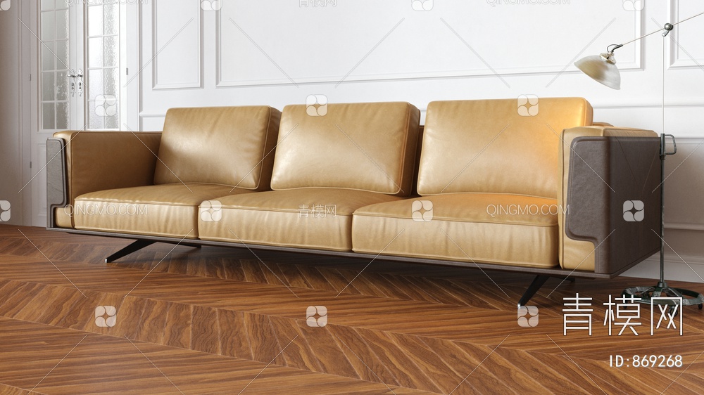 三人皮革沙发