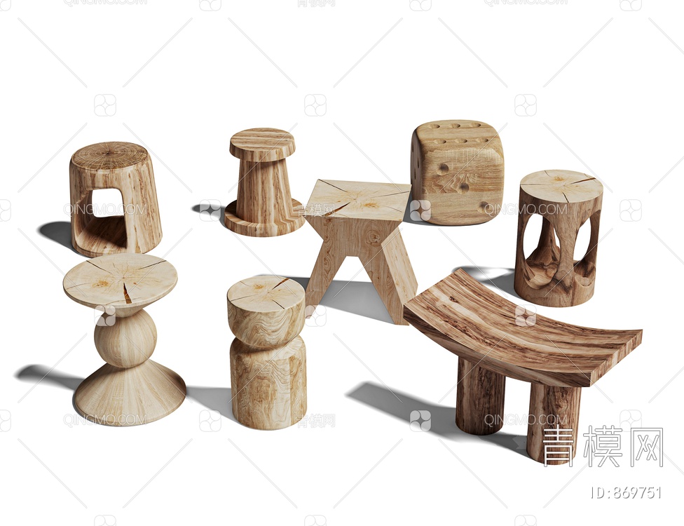 实木圆几凳子