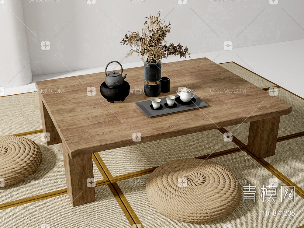 茶桌椅组合 榻榻米茶桌 蒲团坐垫 茶具