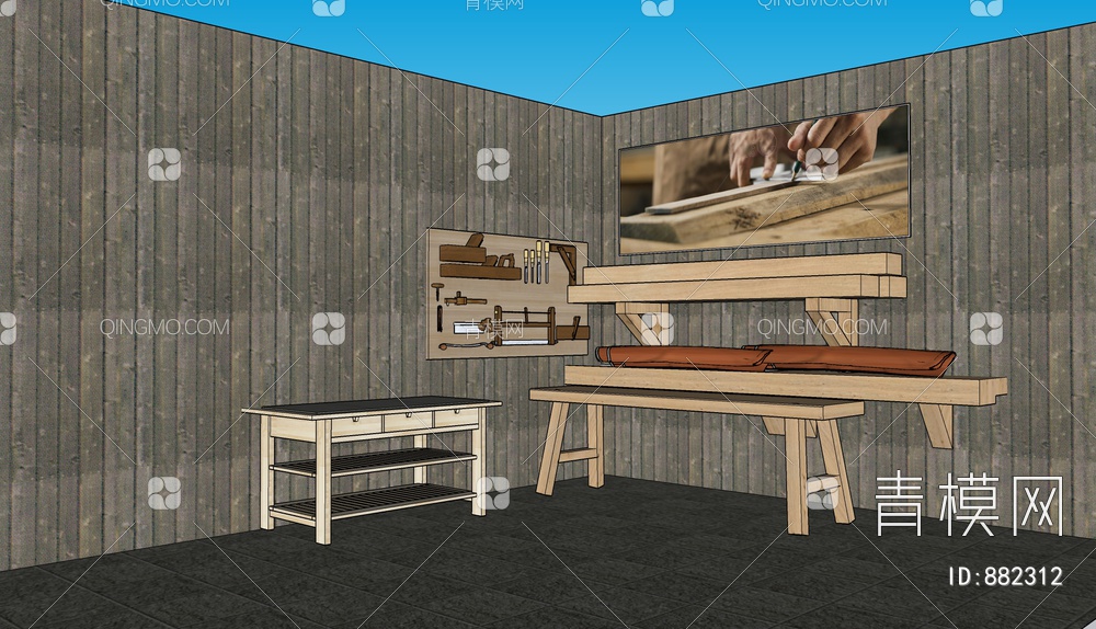 木工工具木工房一角
