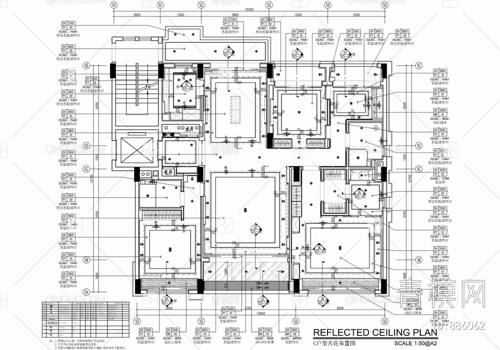 160㎡大平层私宅CAD施工图 家装 样板房