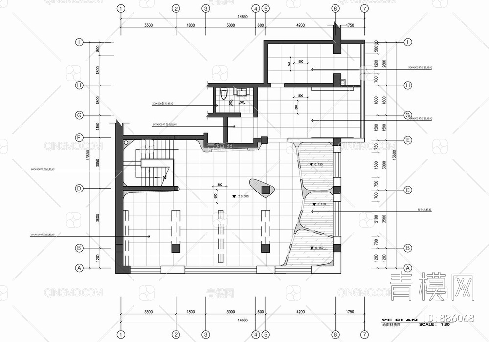 450㎡理发店理发沙龙CAD施工图