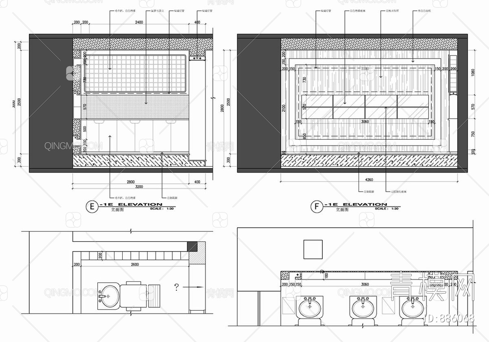 450㎡理发店理发沙龙CAD施工图