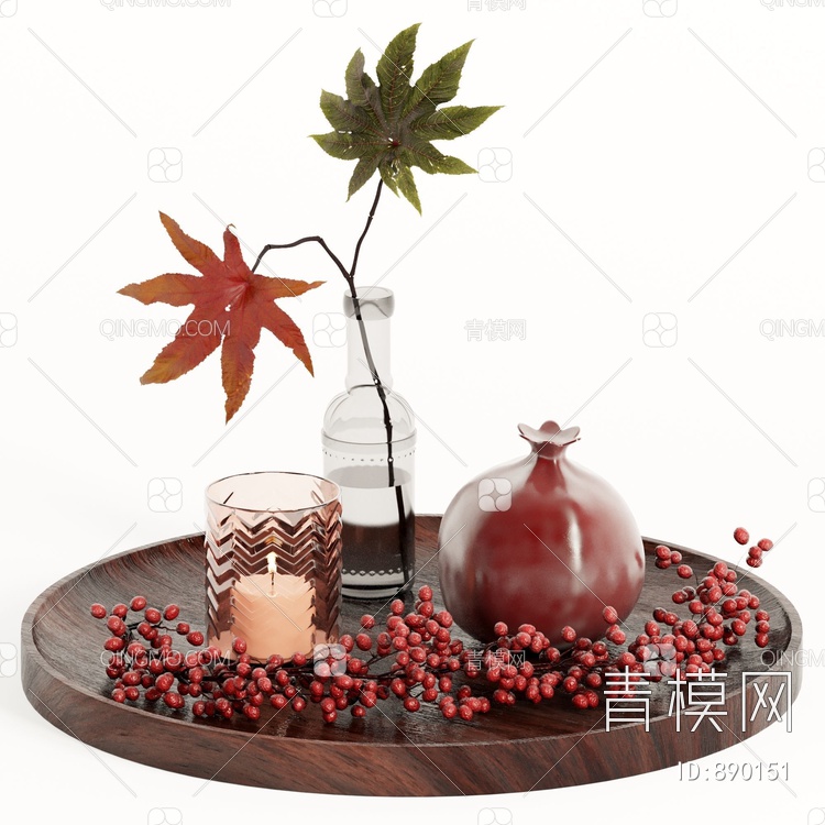 枫叶红豆桌面摆件