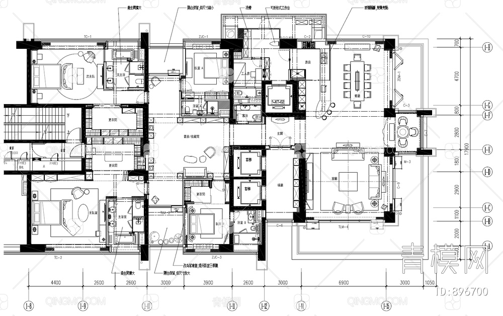 550㎡大平层豪宅CAD施工图 家装 私宅 大平层 豪宅