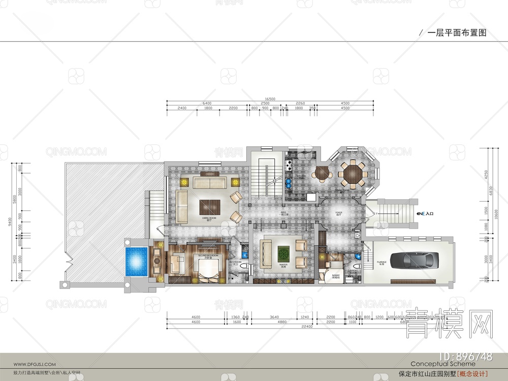 三层高端别墅CAD施工图+效果图 私宅 豪宅 会所 家装