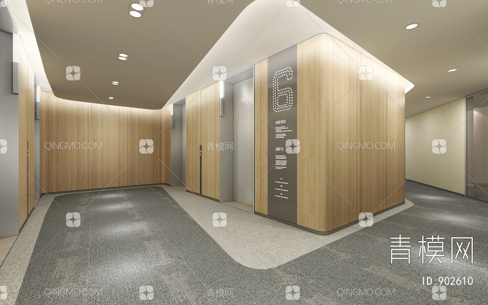 办公大楼标准层电梯厅公区卫生间CAD施工图+效果图+材料表