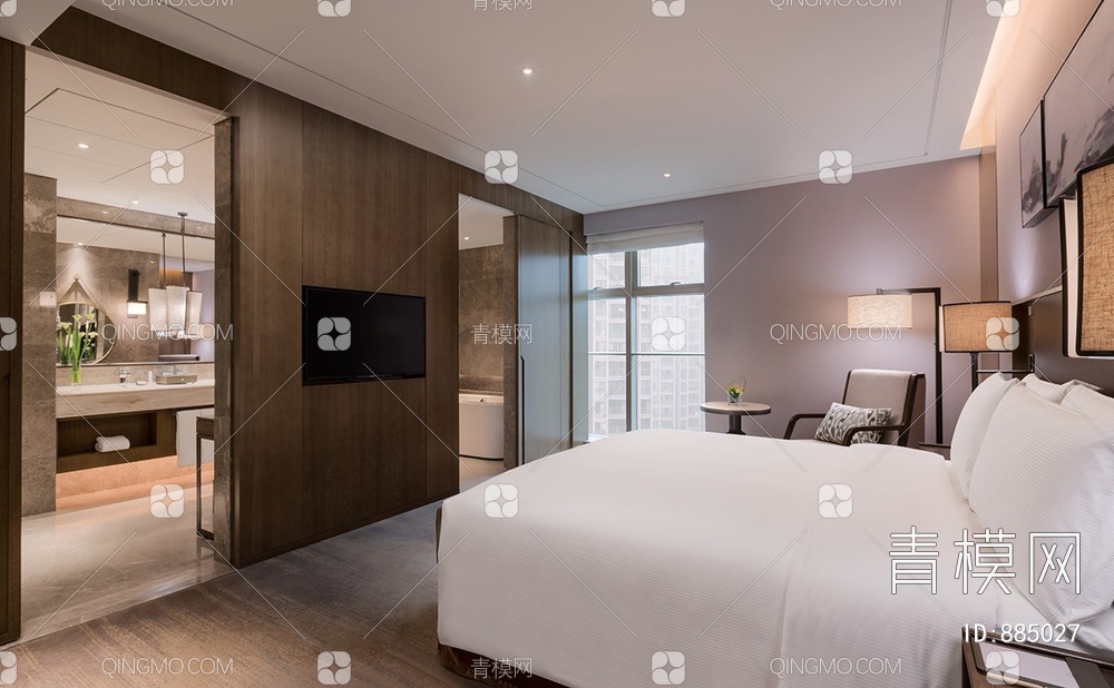 希尔顿酒店85㎡豪华大床房CAD详细施工图  酒店客房