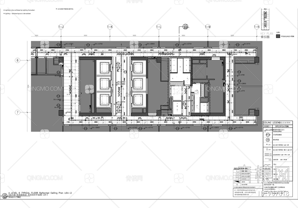 某办公大楼标准层电梯厅走廊公区CAD施工图+效果图  电梯厅 公共卫生间 公区 走道