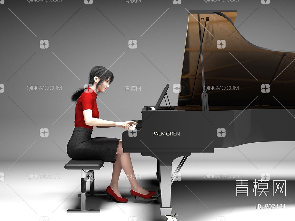 弹钢琴美女人物