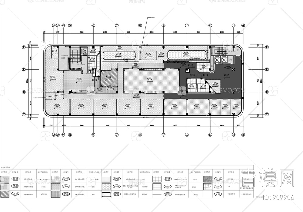 5400㎡（3F~5F)金融办公室CAD施工图 办公楼 办公空间 创意办公