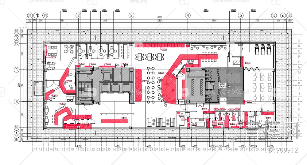 某办公大楼（1F 6F~14F)CAD施工图+效果图 办公室 办公空间