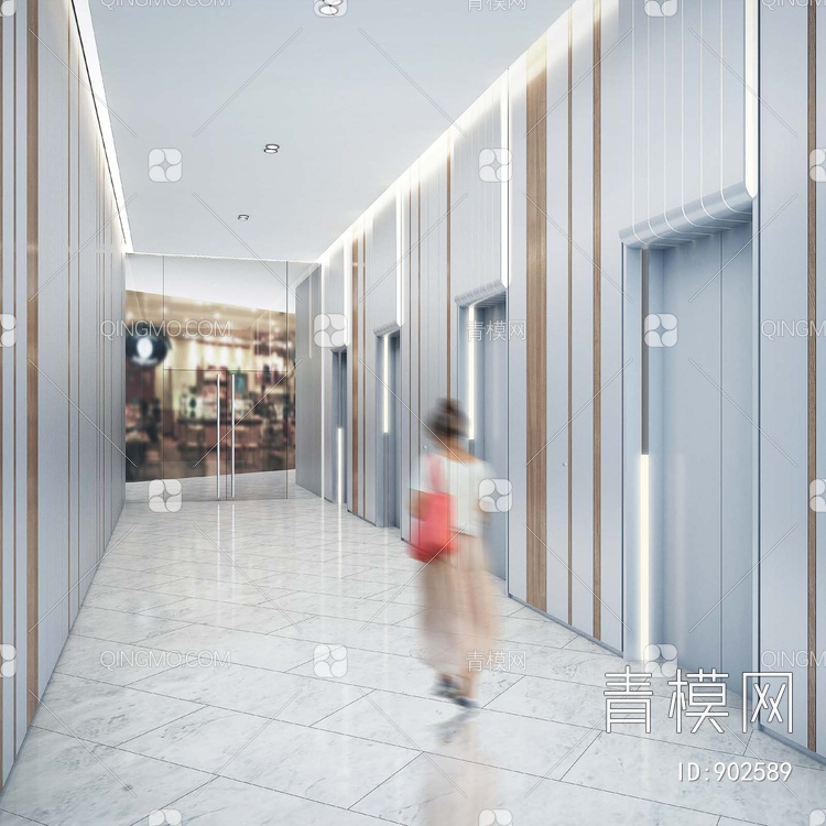 办公大楼标准层电梯厅公区CAD施工图+效果图+材料表  公区 电梯厅 标准层