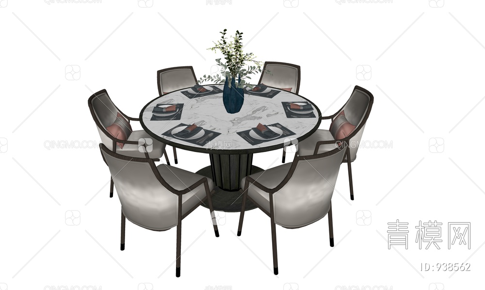 圆形餐桌椅组合