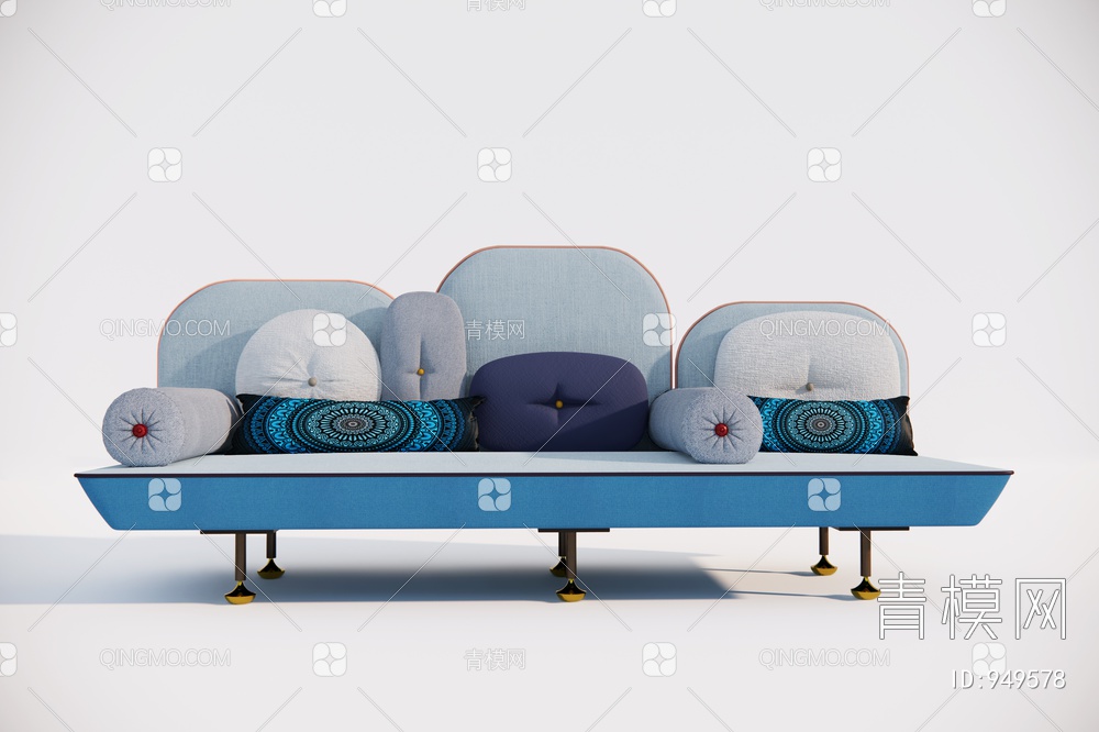 儿童房蓝色异形沙发