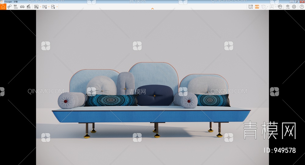 儿童房蓝色异形沙发