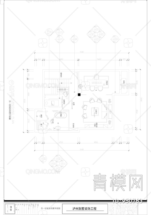 400㎡三层别墅样板间CAD装修施工图+效果图