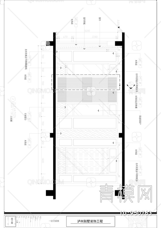 400㎡三层别墅样板间CAD装修施工图+效果图