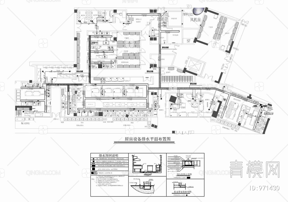 某3000㎡员工食堂CAD施工图+效果图 餐厅 餐饮厨房  办公食堂
