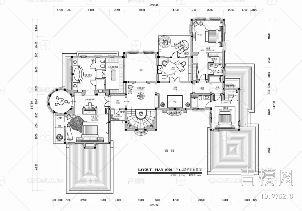 1100㎡三层别墅豪宅CAD施工图  私宅 洋房 家装 私人会所