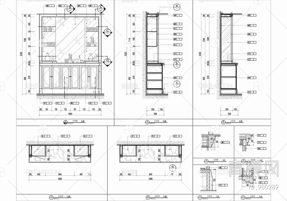 100㎡样板房CAD施工图 家装 私宅 大平层 家居