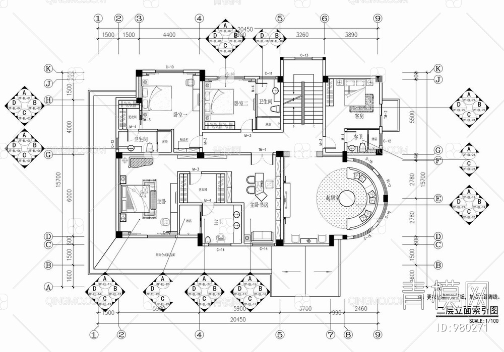 900㎡四层别墅CAD施工图  豪宅 私宅 家装 私人会所 洋房