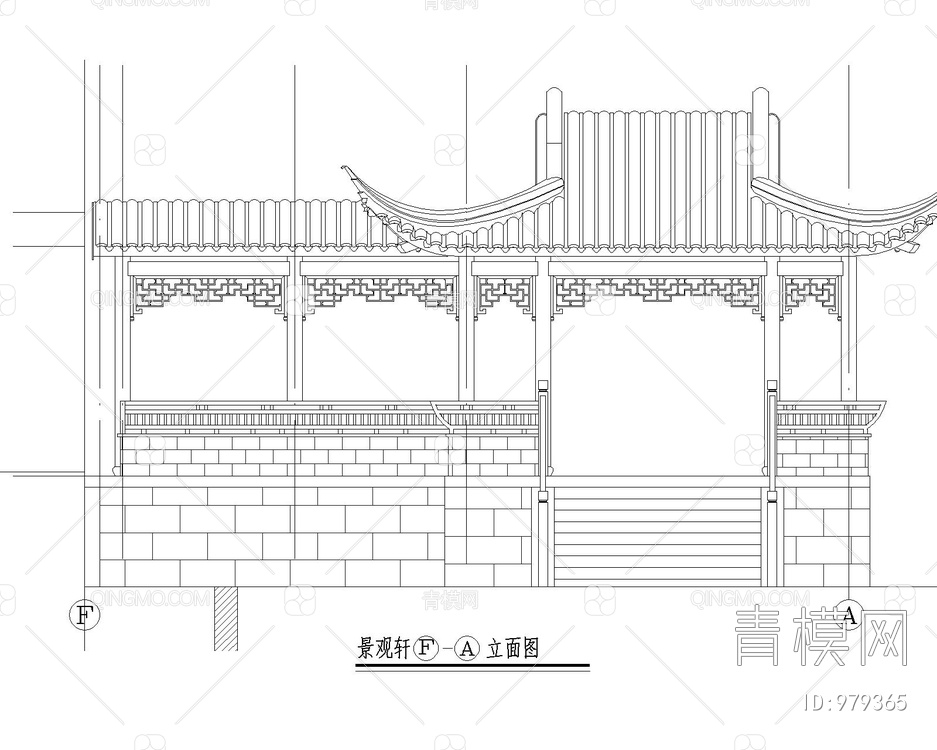 景观廊亭立面图库