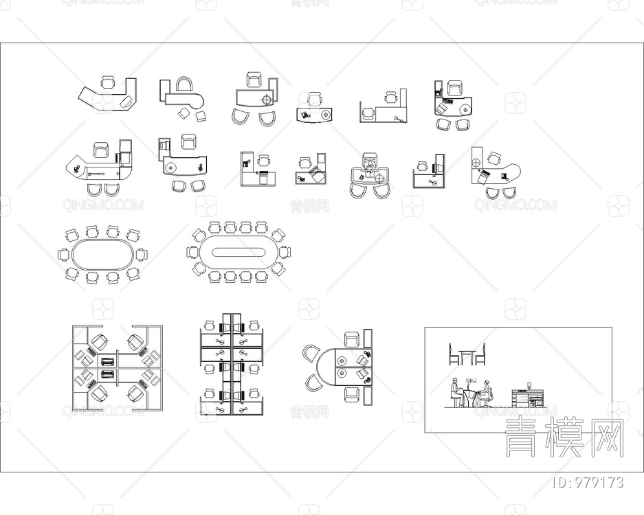 办公桌椅组合图库