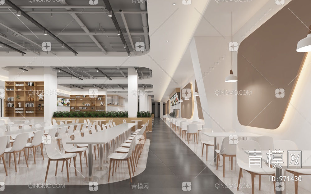 某3000㎡员工食堂CAD施工图+效果图 餐厅 餐饮厨房  办公食堂
