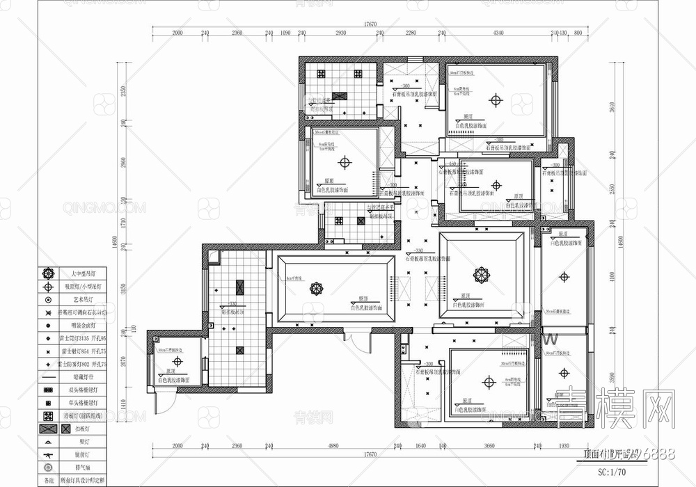 180㎡大平层家装CAD施工图+实景照  私宅 家居 家装 豪宅 四居室