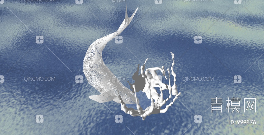 鲸鱼水花雕塑小品